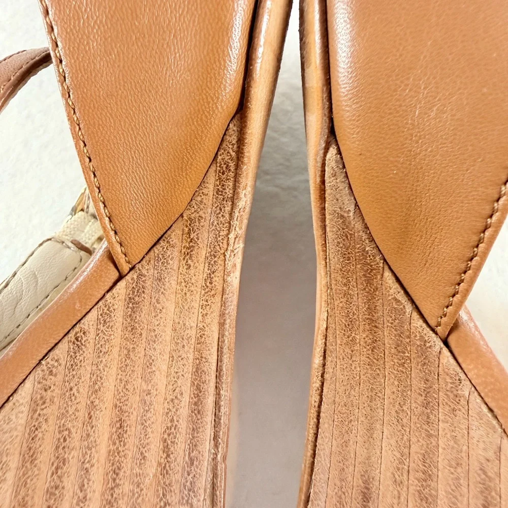 AGL Attilio‎ Giusti Leombruni Leather Strappy Wedge Sandal in Brown Size 8.5